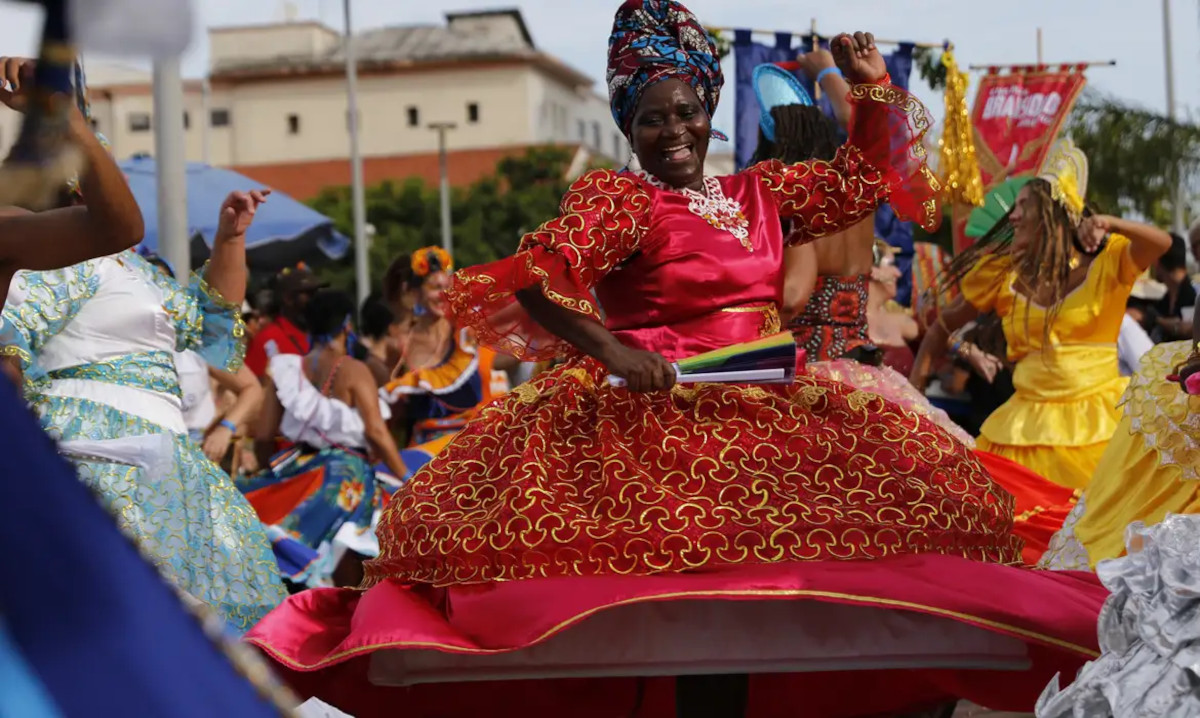 Apresentação do Bloco Rio Maracatu, no Rio de Janeiro, em 13 de fevereiro de 2024. 