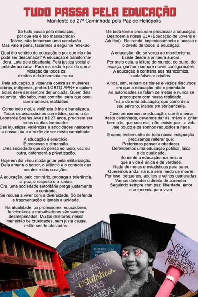 Manifesto da Caminhada pela Paz de Heliópolis 2025