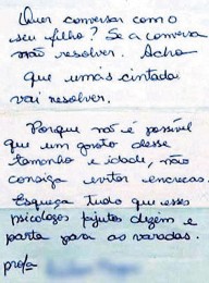 Bilhete da Professora / Créditos: Reprodução