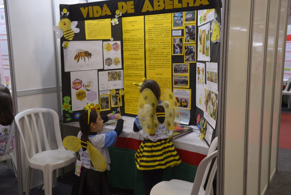 Crianças e jovens pesquisam questões atuais, como o desaparecimento das abelhas / Crédito: Mostratec