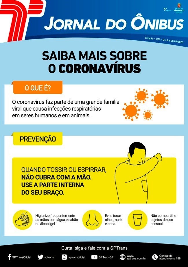 coordenadas dentro do panfleto da sptrans sobre o coronavírus